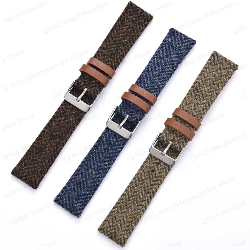 18/20/22mm Nylon Geniune Leather Wrist Strap Vintage Watchband Business Universal Quick Release Men Bracelet for Seiko for Omega