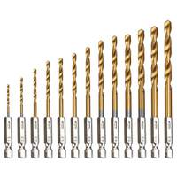 13PCS 1.5mm-6.5mm Drill Bit Set Titanium Coated High Speed Steel Hex Shank Hole Opener For Wood Plastic Aluminum Power Tool set