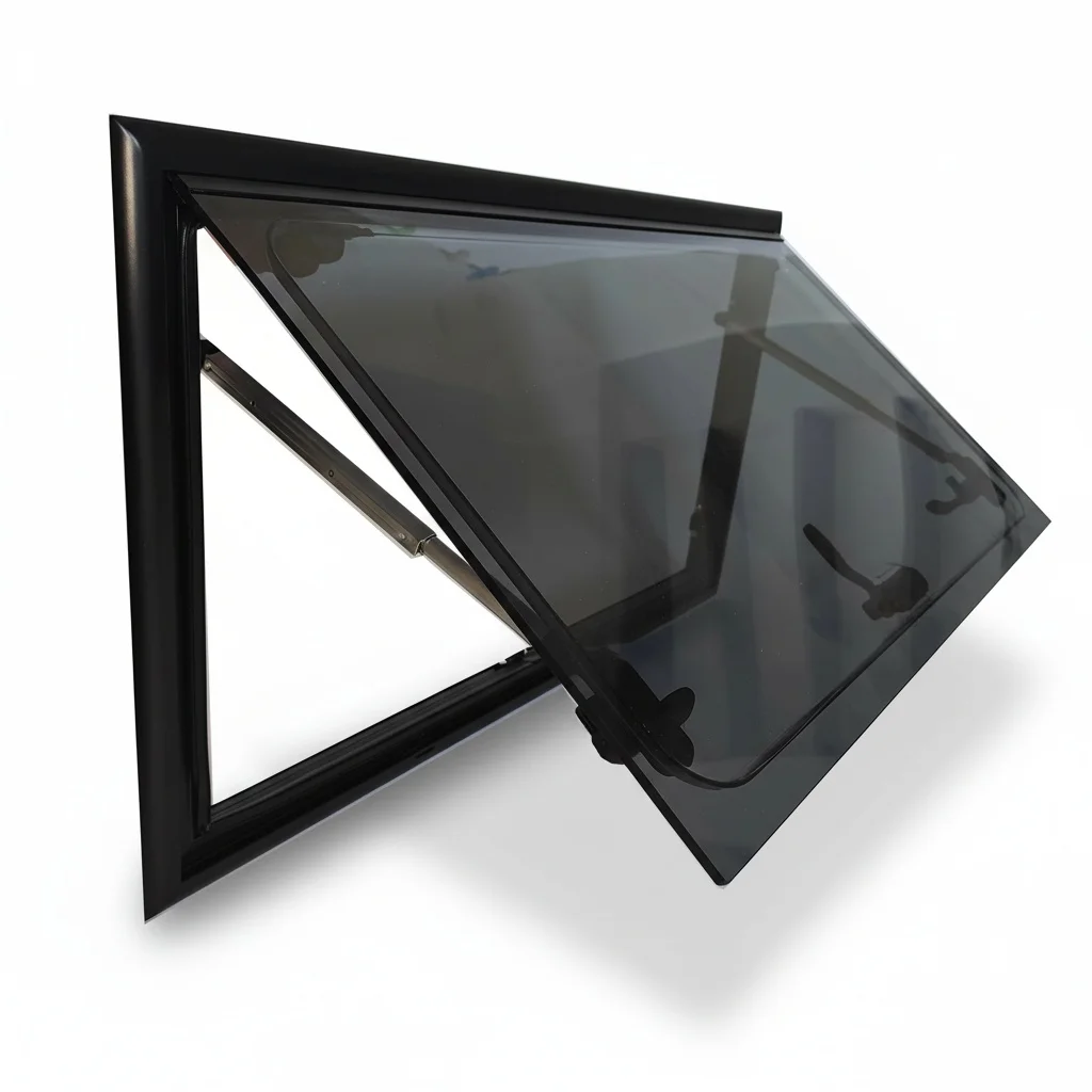 RV Double Glazed Window, Aluminum Frame Caravan Acrylic Window with Pleated Blind and Fly Screen, for Motorhome, RV, Campervan