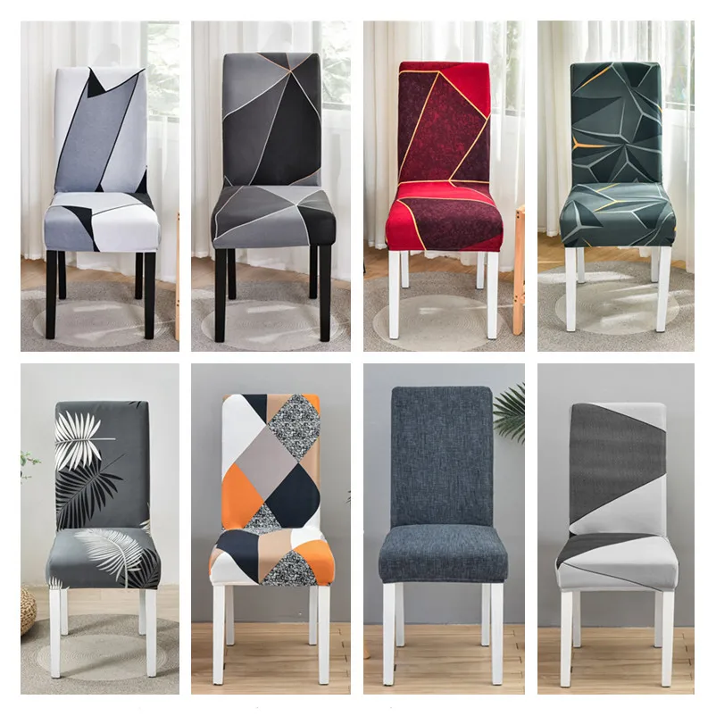 Christmas Dining Chair Cover Geometric Elastic Slipcovers Chair Case Stretch Seat Cover for Wedding Hotel Banquet Living Room