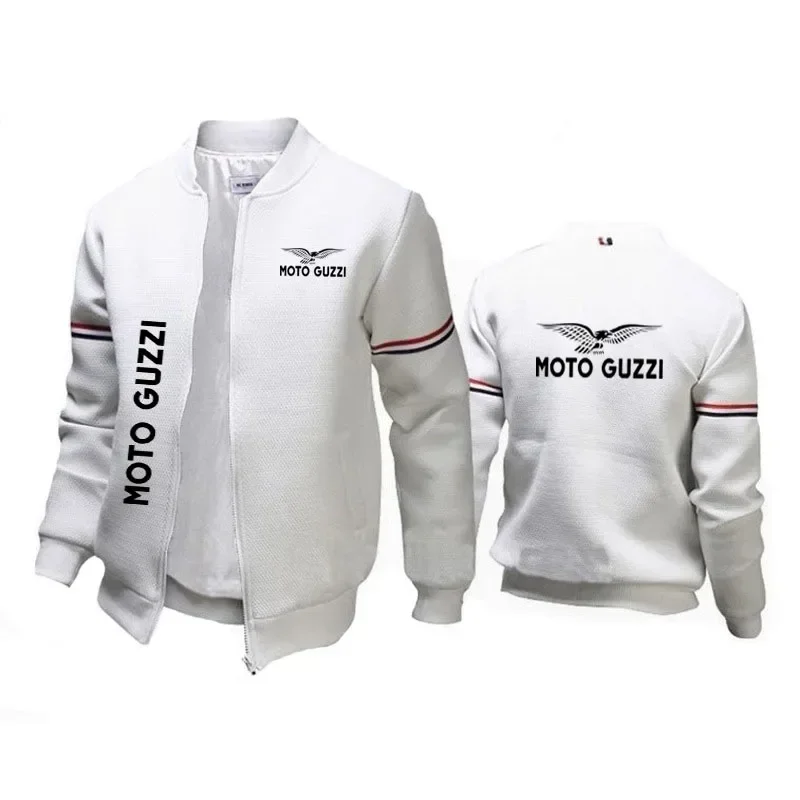 

Spring autumn outdoor sports jacket moto guzzi High Quality Harajuku solid color Zip up baseball jacket Bomber jacket