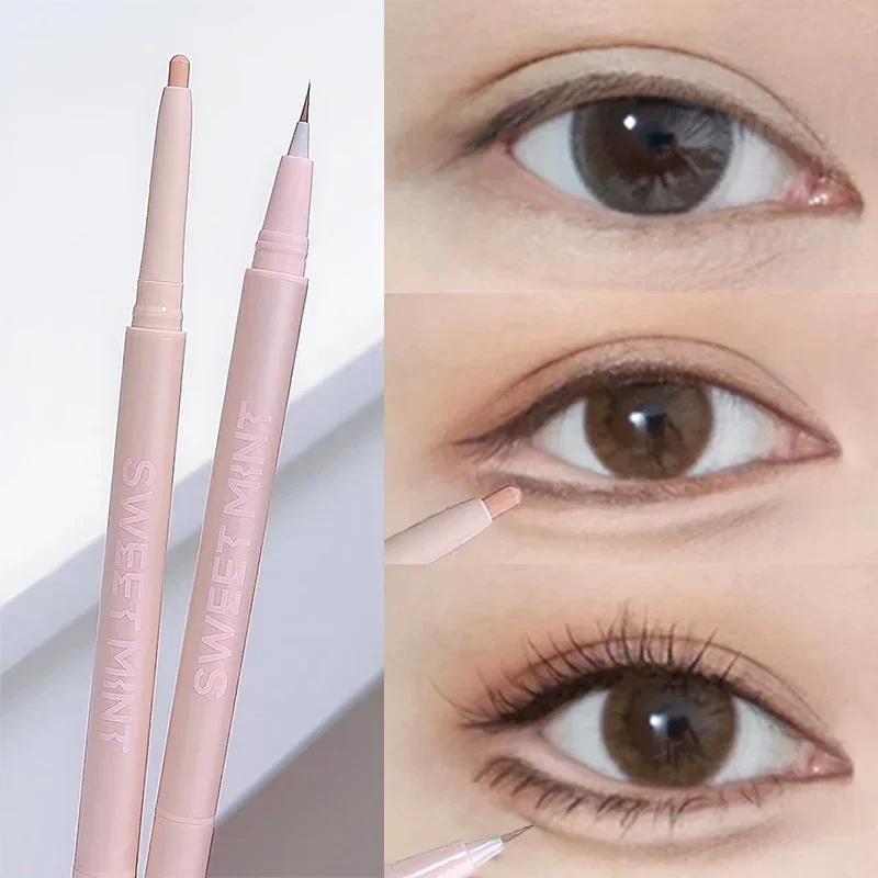 Double Head Matte Pink Lying Silkworm Pen Waterproof Lasting Natural Brightening Glitter Eyeshadow Pencil Korean Makeup Cosmetic