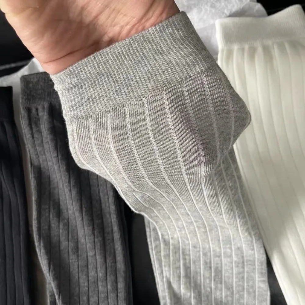 

Fashion Cotton Vertical Stripes Leg Socks High Tube Breathable Calf Socks Comfortable Women Daily Sock