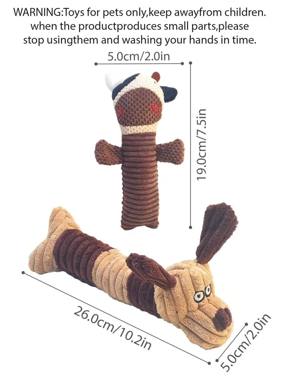 

Squeaky Dog Plush Chew Toys Durable Corduroy Stuffed Animal For Pets Only
