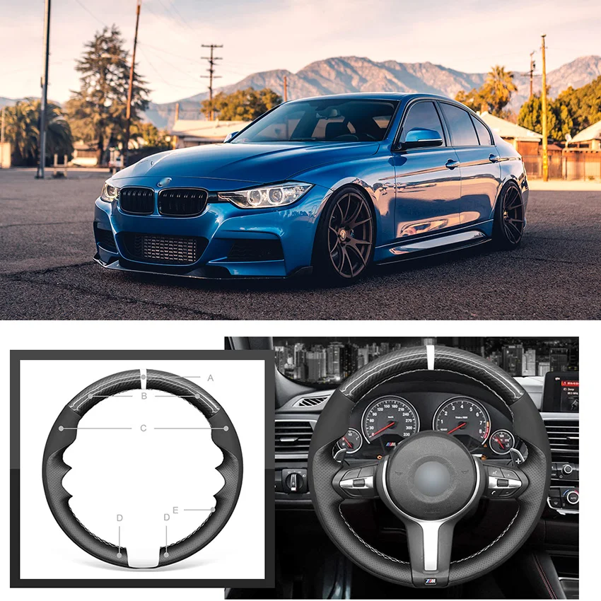 

Hand-Sewn Alcantara Non-slip Suede Leather Car Steering Wheel Cover Wrap for BMW M Sport F30 F31 F34 F10 F11 F07 F12 F13 F06 X3