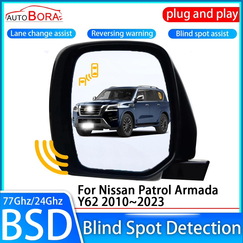 ZhuCamX Car Blind Spot Detection System BSD BSA BSN Sensor Drive Rear Mirror Monitoring for Nissan Patrol Armada Y62 2010~2023