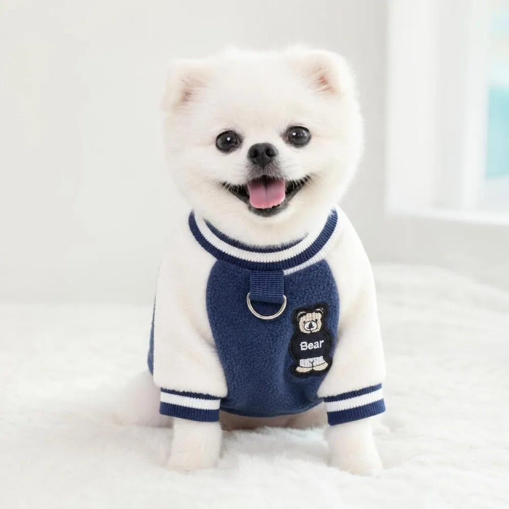 Modische Herbst-Winter-Hundekleidung, winddichter Fleece-Welpenmantel mit Ring, verdickte Haustierkleidung für Katzen – Detail 7