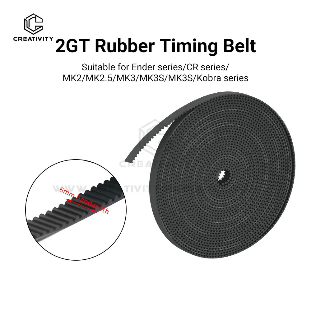 

GT2-6mm Open Timing Belt for Creality Elegoo Flashforge 2/5/10M Free Cut Rubber Synchronous Belt for 6mm Pulley 3D Printer Parts