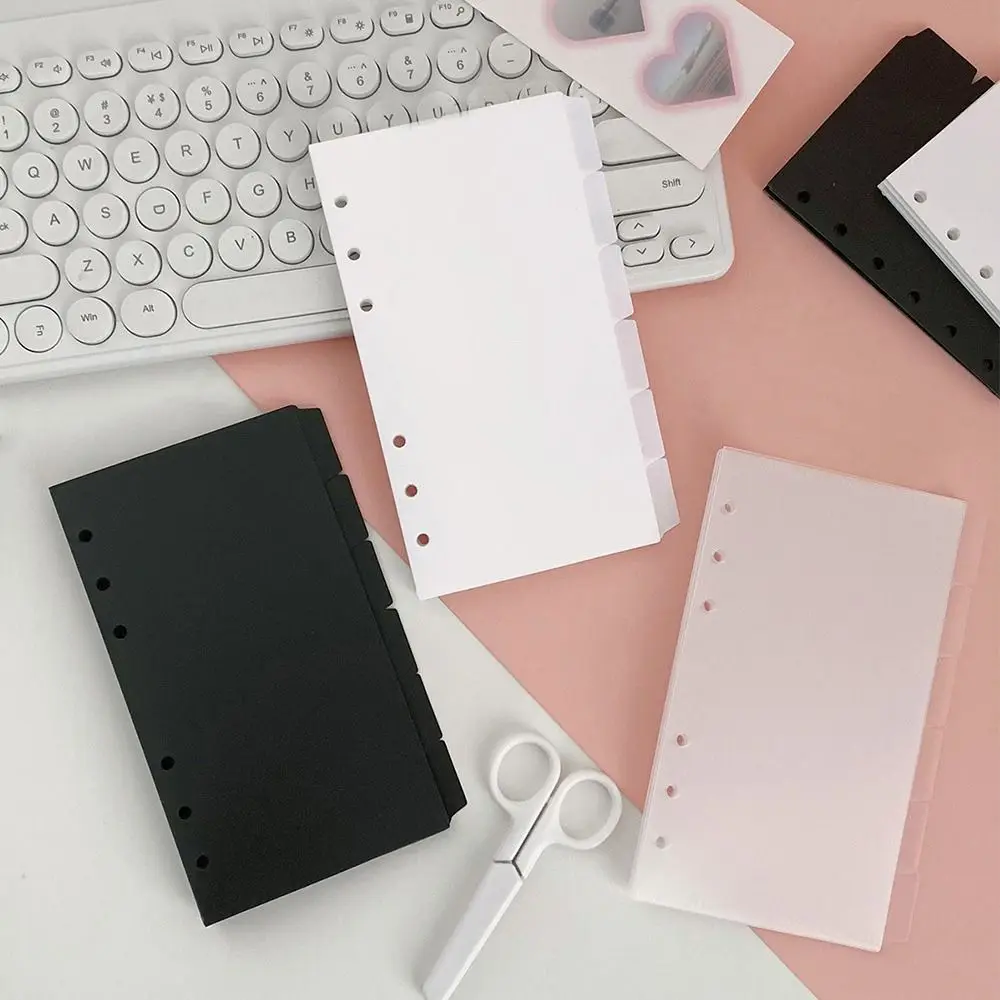 A5 A6 Separator Paper Index Black White Transparent Page Classification Separator Page Notebook 6 Holes Index Page Tabs