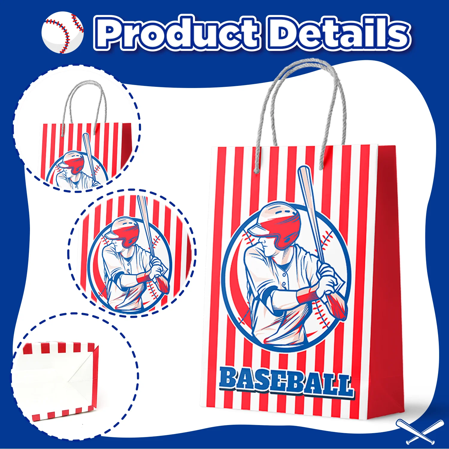 Baseball Gift Bags, 24pcs Baseball Party Favor Bags Baseball Goodie Bags Baseball Treat Bags Baseball Candy Bags for Kids party