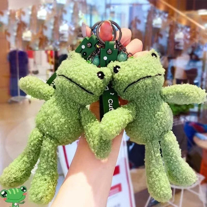 Cute Frog Doll Kawaii Plush Keychain Accessories Kawaii Key Chain for Backpacks Bags Purse Car Key Ring Birthday Christmas Gifts