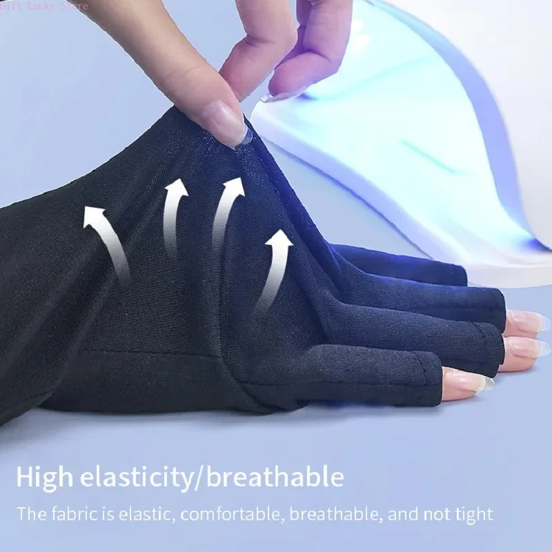 

1 Pair Anti UV Black/Pink Thin Nail Gloves Anti Black UV Gel Shield Glove Fingerless Manicure Nail Art Tool LED Lamp Nails Dryer