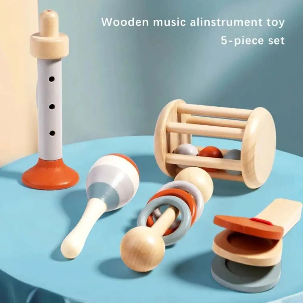 Jouets musicaux pour bébé, cloche à main en bois, Coordination œil-main, Instruments de musique pour bébé, marteau à sable, motricité Fine