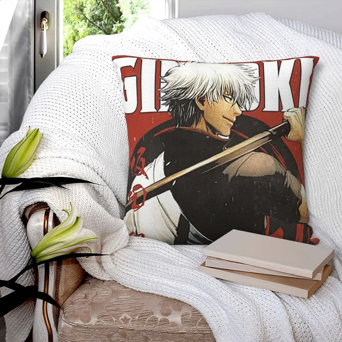 Anime Gintama Gintoki Square Pillowcase Cushion Cover Pillow Case Throw Pillow Cover for Home Sofa Living Room