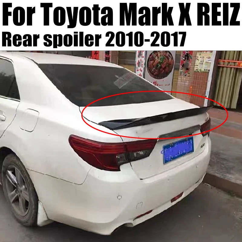 for Toyota Mark X REIZ spoiler 2010 11 12 13 14 15 16 17 year glossy carbon fiber / FRP rear wing K style Accessories