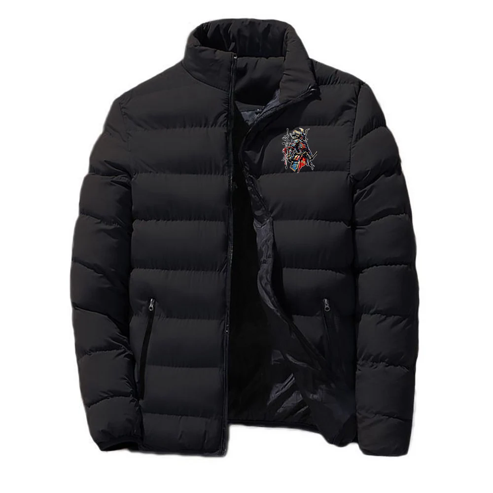 High Quality and Durable Warm Coat Street-style Samurai Pattern Logo Print 2026 Spring And Autumn Men's Cotton-padded Jacket