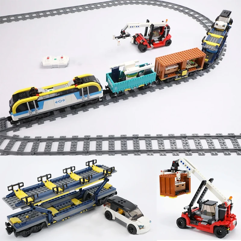 

1153PCS City Freight Train Railway Building Blocks With Motor Module 6 Figures MOC Assemble Bricks Toy Gift For Boy Adult Friend