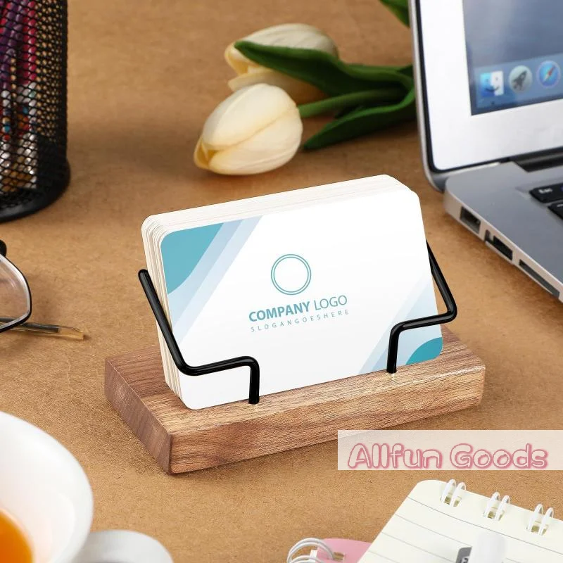 1Pcs Wooden Business Card Display Stand Wood Business Card Holder For Desk Postcard Holder Office Home Desktop Accessories