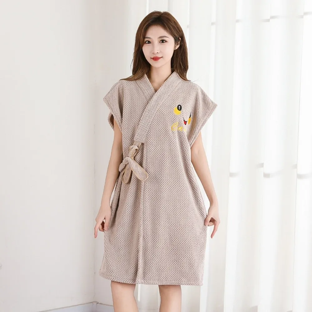 

New Coral Velvet Bathrobe Skirt Soft Water Absorbent Shower Robe Comfortable Quick Dry Kimono Robe