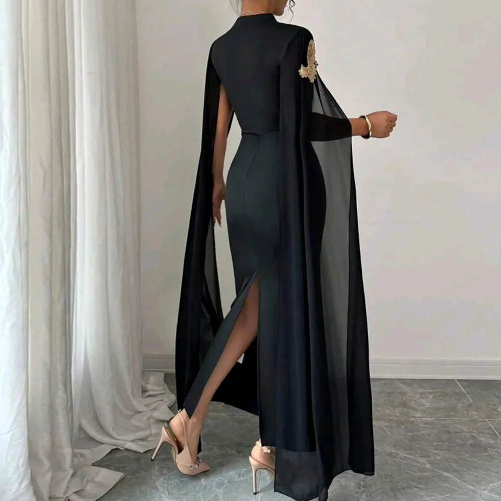 فساتين سهرة مستقيمة مخصصة بطول الكاحل ورقبة على شكل حرف V بدون أكمام فستان حفلات أنيق مطرز بسيط فستان حفلات ثنيات