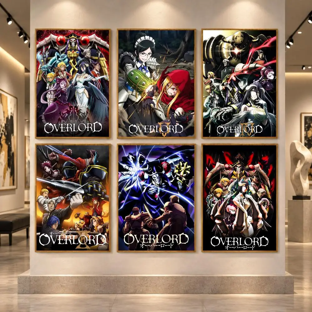 O-Overlord Anime Poster Stickers Self-Adhesive Mural Wall Art Decals for Bedroom Living Room Home Painting Decor Gift