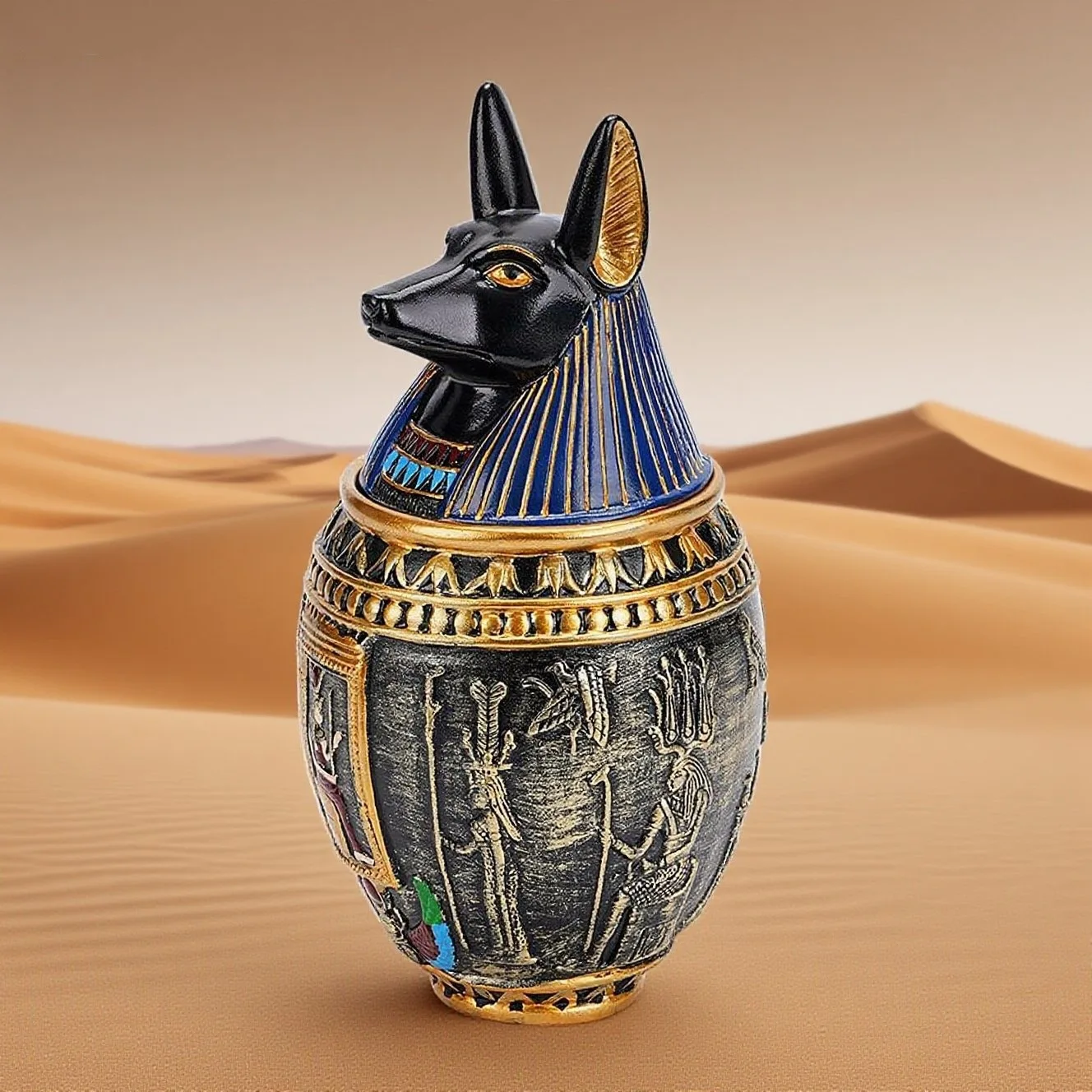 مصر القديمة أنوبيس باستيت الإلهي جرة كلب القط جرة الراتنج هدية مزخرفة السفر فرعون تذكارية حلية الحرف اليدوية #5