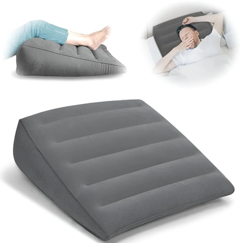 

Inflatable Pillow For Travel Home Portable Bed Wedge Back Support Leg Elevation Lightweight Triangle Pillow Sleeping, Reading