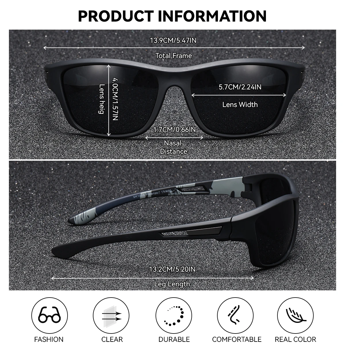 BARCUR Sport Männer Sonnenbrille PC Rahmen Radfahren Angeln Fahren UV400 Mehrere Farben Beschichtung Frauen Polarisierte Sonnenbrille – Detail 2