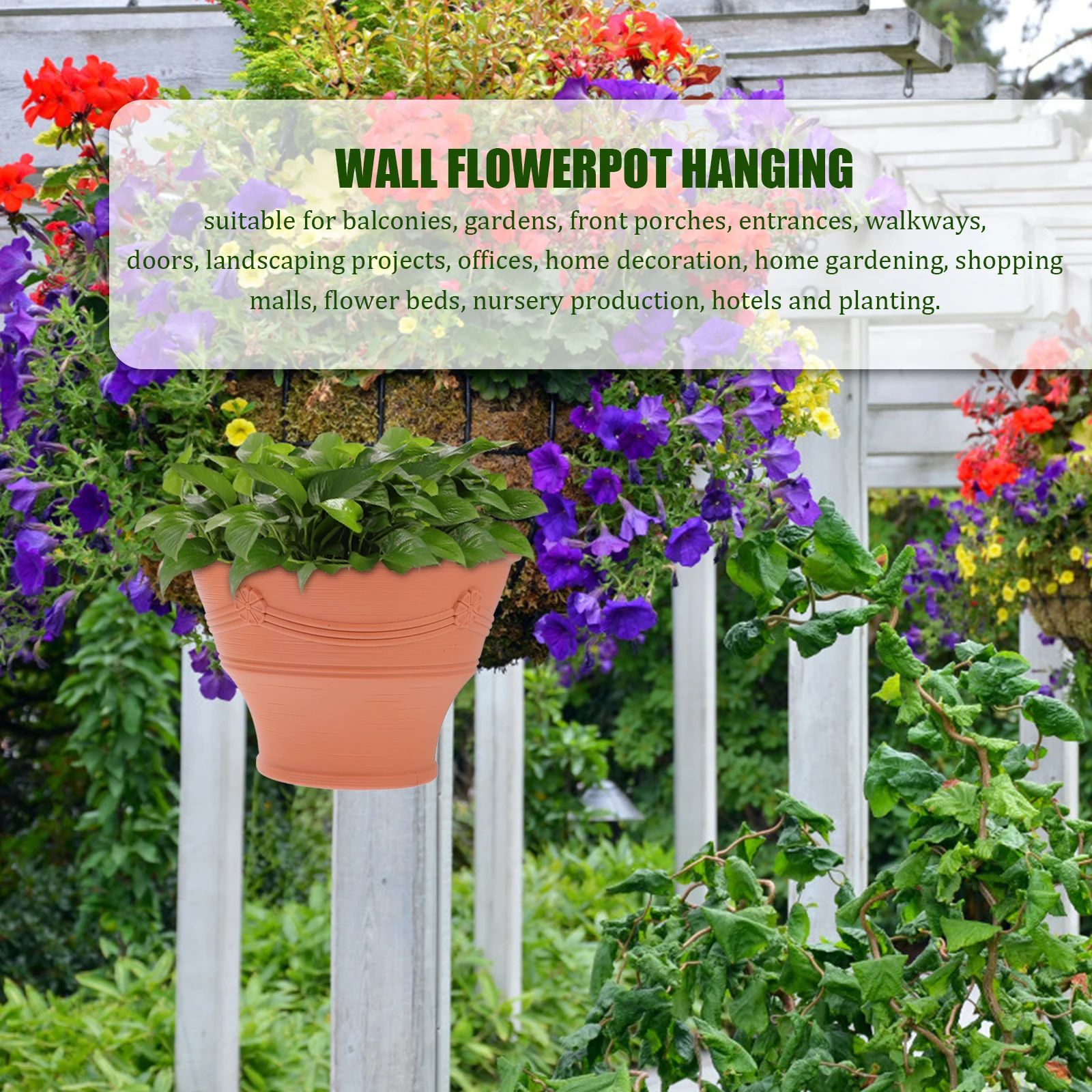 

2pcs Wall Hanging Flower Pot Modern Home Decor Planter Indoor Outdoor Balcony Gardening Plant Holder Plastic Flowerpot Space