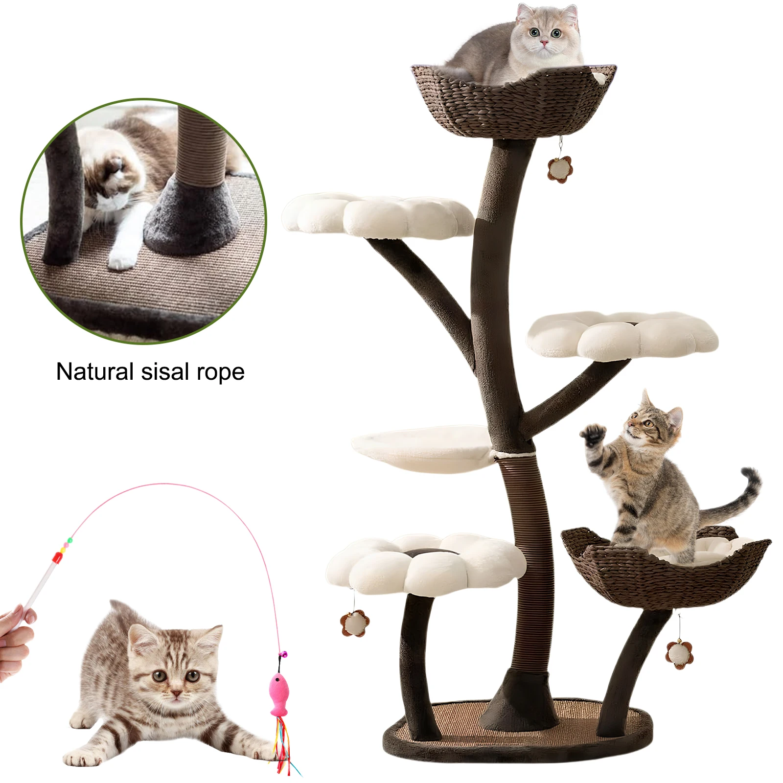 

59 дюймов: Корзины-лежанки для кошек ручной работы с когтеточками, уникальные платформы для прыжков и гнездов, съемные, для больших домов с несколькими кошками