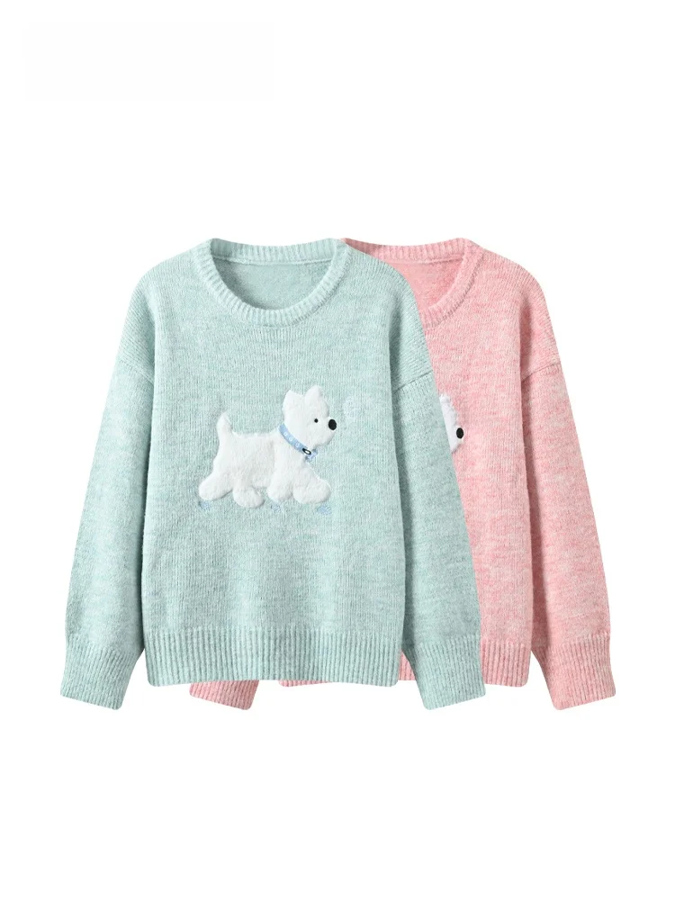 

plus Size Long Sve round Ne Knitted Sweater Women's Spring Fley Sister Meat Conceal Thinming Age Reduction Top