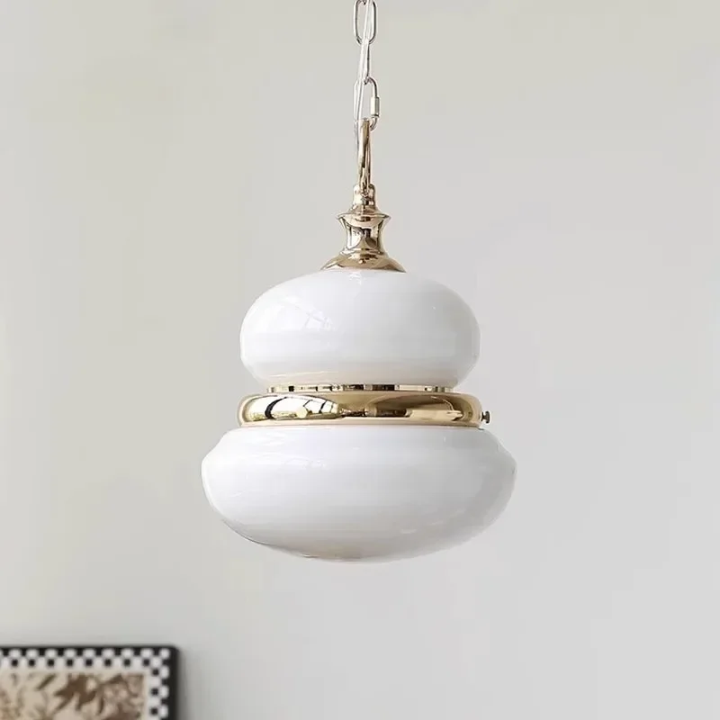 

GHEUVNJ French Cream Restaurant Gourd Glass Suspension Light New Chinese Dining Table, Bar, Tea Room, Bedroom Light