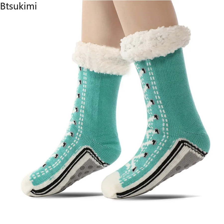 

New 2025 Thermal Fluffy Socks Women's Winter Warm Plush Non Slip Home Sleeping Soft Female Floor Grip Fuzzy Slipper Short Socks