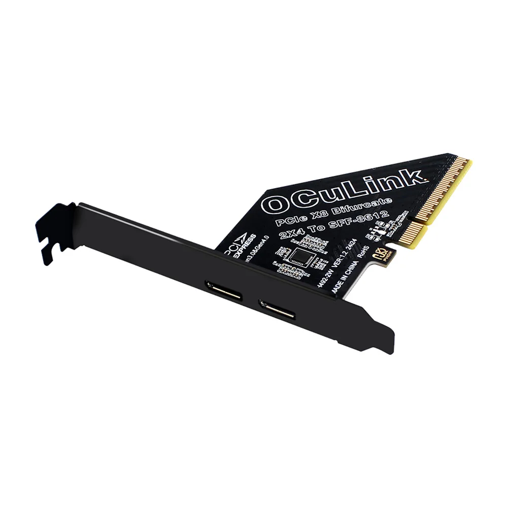 

PCIeX8 To 2 Port Oculink SFF 8611 & 8612 Adapter Card Expansion Card PCIE External Oculink Adapter for Os /Windows / Linux