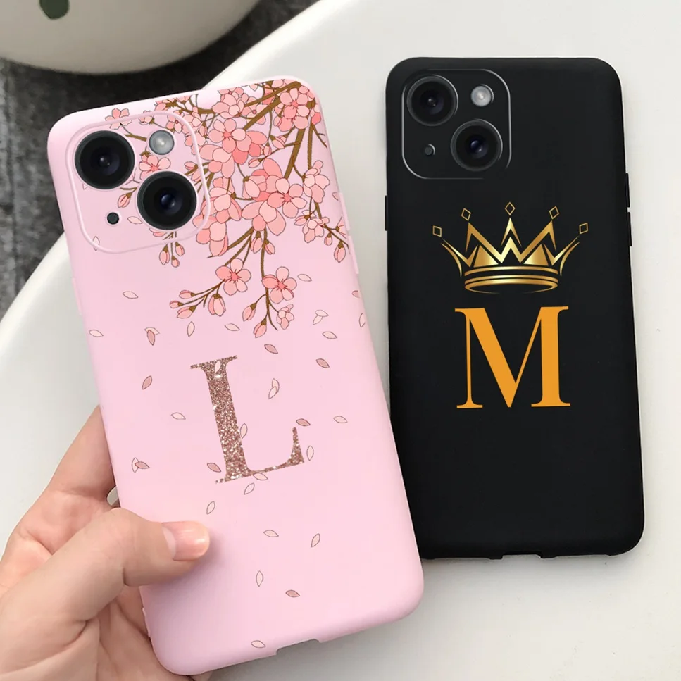 For Apple iPhone 15 15Pro 5G Case Fashion Letter Flower Luxury Crown Soft Silicone Cover For iPhone15+ 15Plus 15 Pro Max Bumper