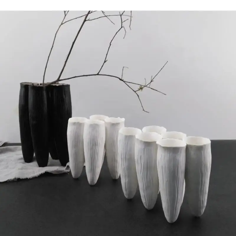 Tooth Shape Ceramic Vase Flower Pots Desk Decoration Porcelain Flowers Arrangement Floral Vases Modern Home Decor