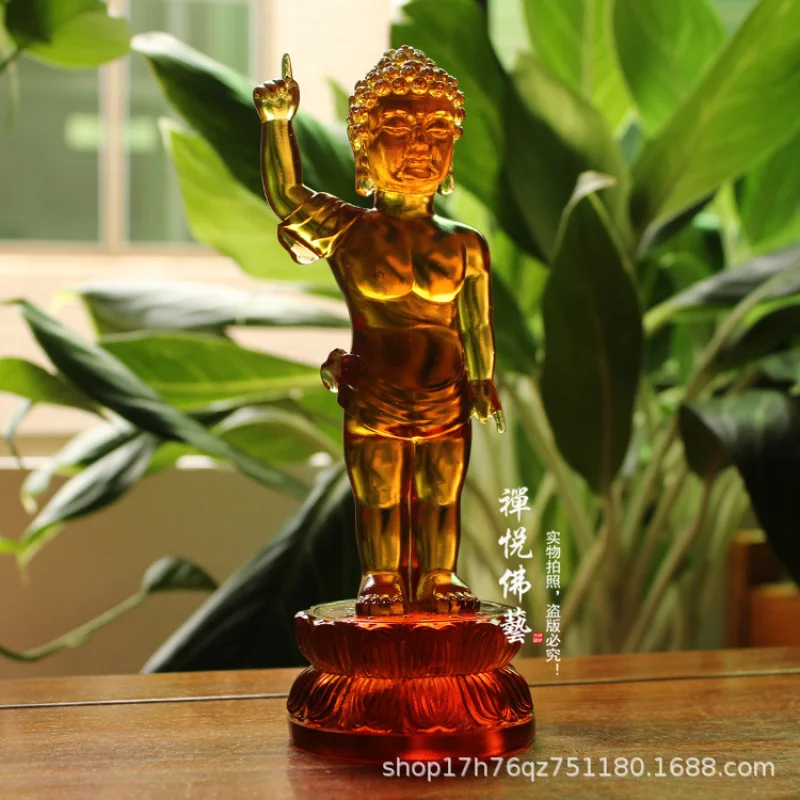 Traditional Glazed Shakyamuni Bathing Festival Prince Buddha Statue for Worship Home Decoration Height 18.5cm