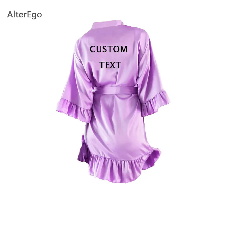 

Customizable Color Ruffles Robes Custom Text Women's Shorts Gown Above Knee Kimono Personalization Wedding Robes Bride Nightgown