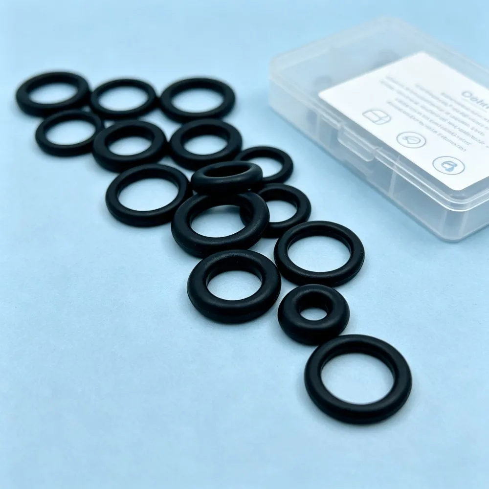 250Pcs Food Grade VMQ Silicone O Ring Set Black High Temp Non-Toxic Waterproof Sealing Gaskets OD4-10mm Home Industrial Use