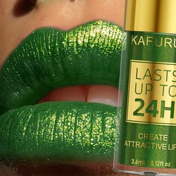 1PC Green Glitter Lip Glaze Waterproof Long Lasting Lip Gloss Bold&Intense Metallic Liquid Lipstick Pearlescent Lip Tint Makeup