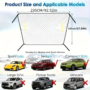 1pc Front Windshield Snow Cover Anti-Frost Windshield Window Thick Sunshade Car Snow Cover Front Side Windows, Winter Supplies