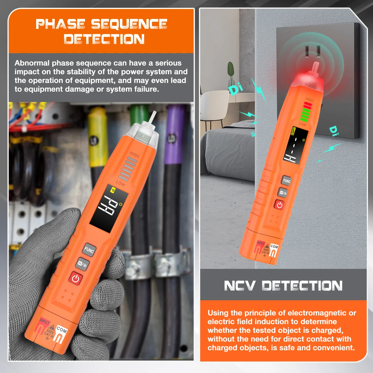 HOMTOOLS HM95 قلم صغير نوع متعدد رقمي احترافي 4000 التهم التيار المتناوب/تيار مستمر الجهد أوم ديود السعة هرتز أداة اختبار ذكية