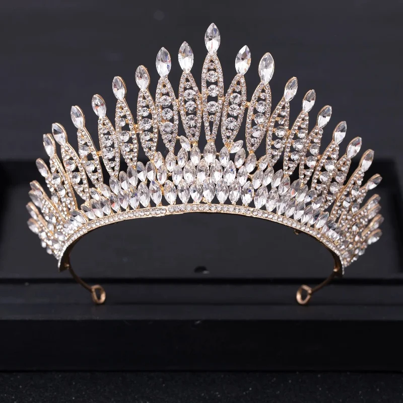 Silver Color Crystal Queen Big Crown Tiara Rhinestone Wedding Tiaras Women Pageant Prom Crowns Bridal Hair Accessories Jewelry image 3