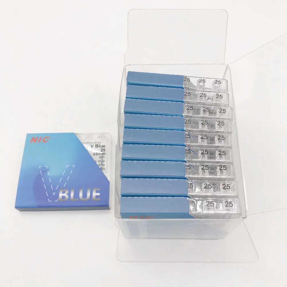 10packs of Original NIC V Blue Dental Root Canal Niti Engine Use Rotary Files 25mm #25 6files/pack