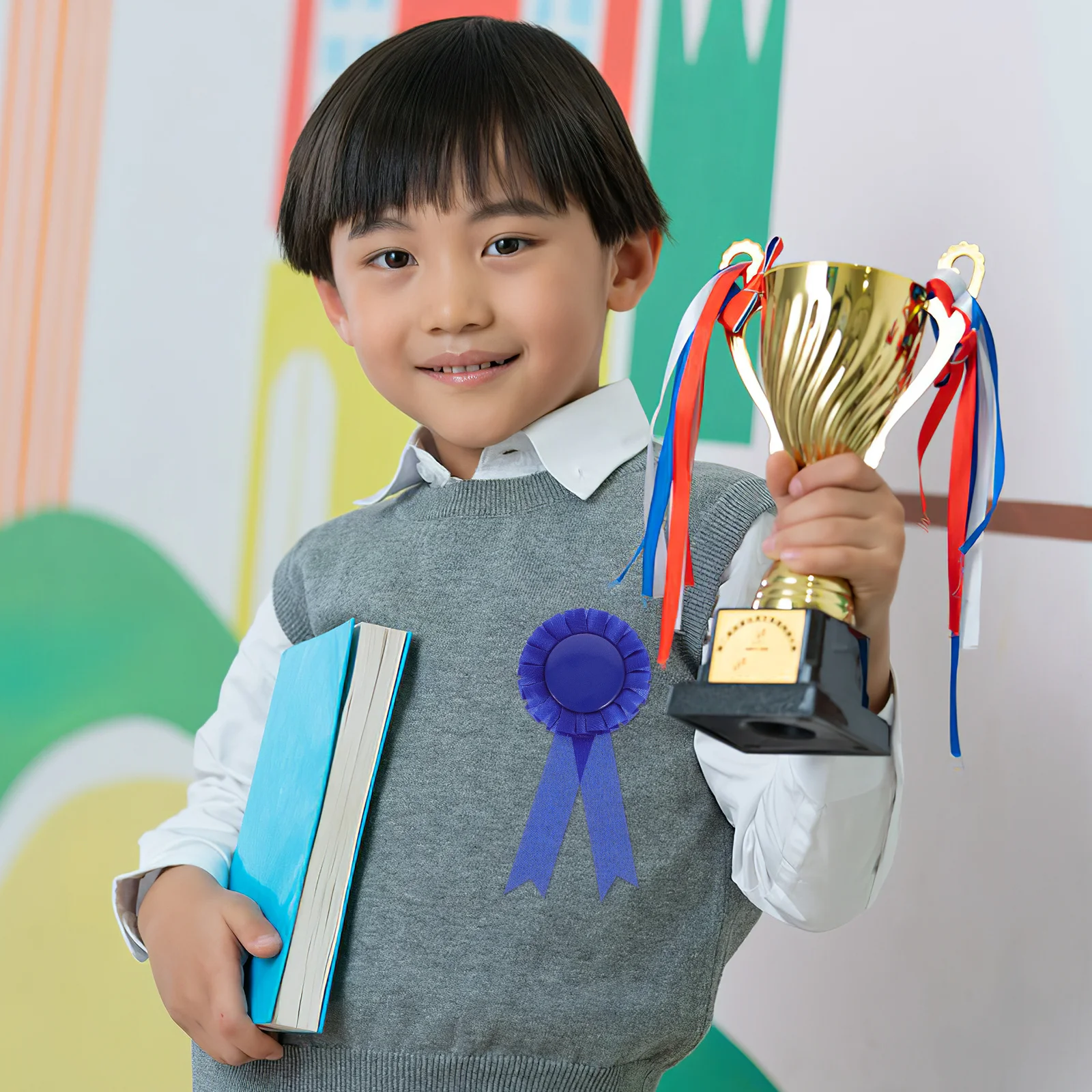 

JOINPAYA 20pcs Blank Ribbon Badges Brooch Awards Medal Ribbons Round Tinplate Decor for Birthday Occasions