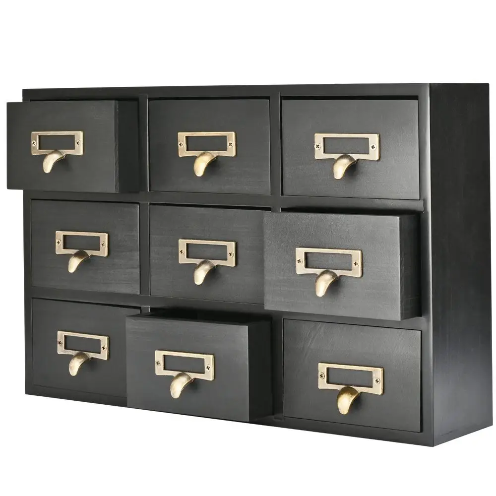 

Apothecary Cabinet with Drawers 9 Vintage Apothecary Drawers Desktop Organizer for Home amp Office Wooden Tabletop Library Card
