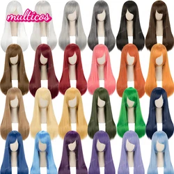 60cm Long Straight Cosplay Wig Heat Resistant Synthetic Hair Compatible Universal Omnipotent Girls Wigs + Free wig Cap