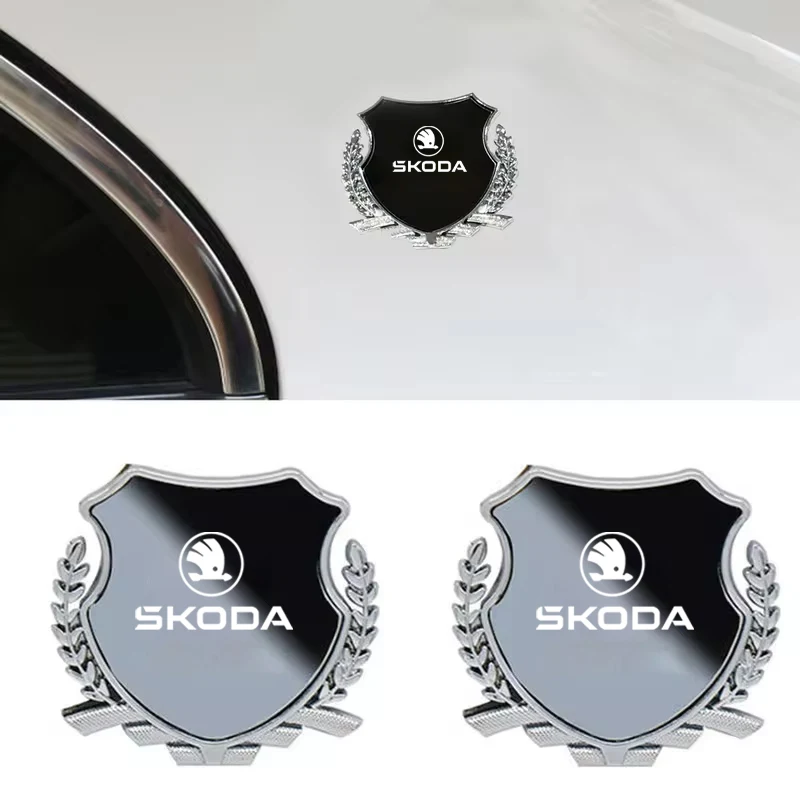 Metal Car Sticker Emblem Exterior bodywork For Skoda Octavia Kodiaq Fabia Superb Karoq Yeti Rapid Mk3 Vrs Accessories Key case