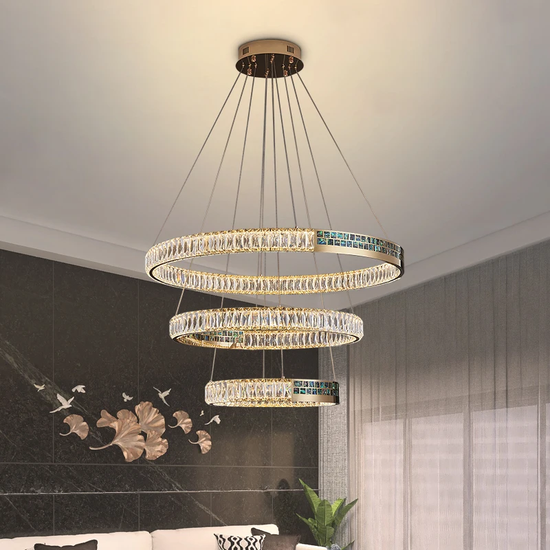 

Luxury Stairs LED Chandeliers Modern Living Room Hotel Lobby Villa Restaurant Decor Indoor Hall Crystal Light Fixture Lighting