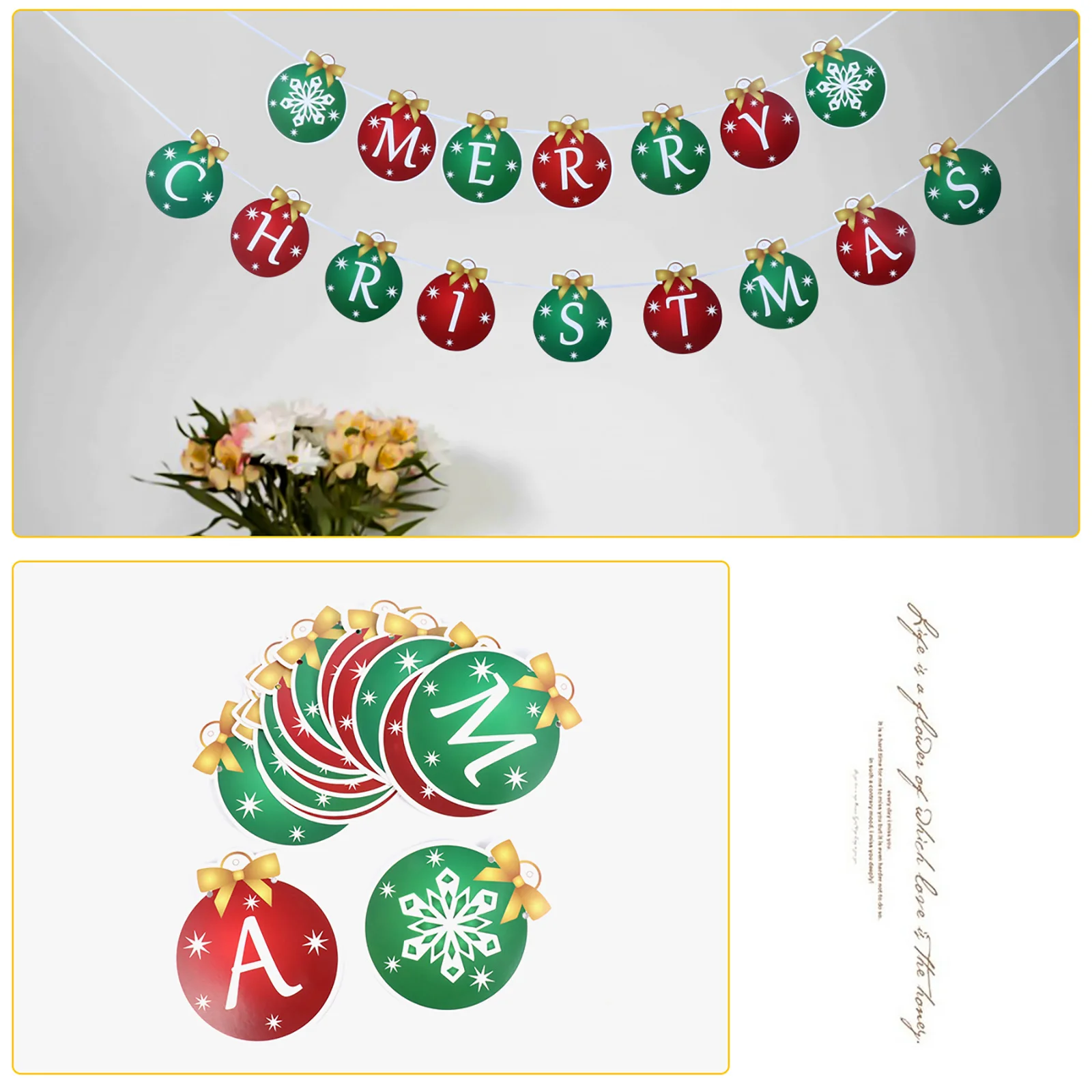

2 Pcs Wall Bunting Banner Christmas Decoration Garlands Party Supplies